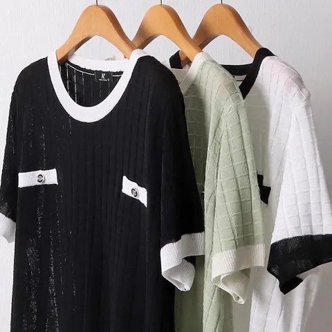 스퀘어쿨패턴반팔니트 21SD992 빅사이즈 여성