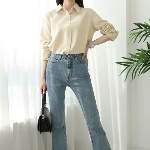 [옷자락] 여자 링클프리 단정한 정장 긴팔 셔츠
