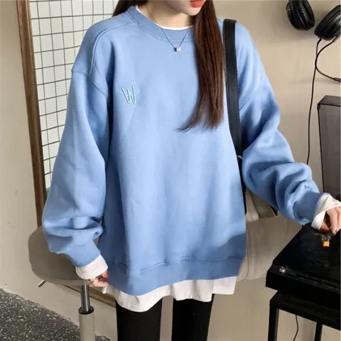 [브리치] 허그허그 / T 자수 얇은 라운드 칼라 맨투맨