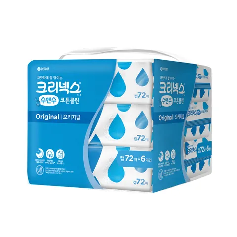 크리넥스 수앤수코튼 오리지널 물티슈 캡 72매X6개입 428519