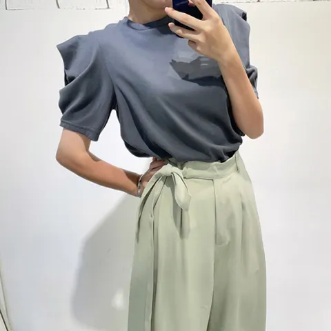 [브리치]  / 허리스트랩 일자핏 와이드 하이웨스트 바지 슬렉