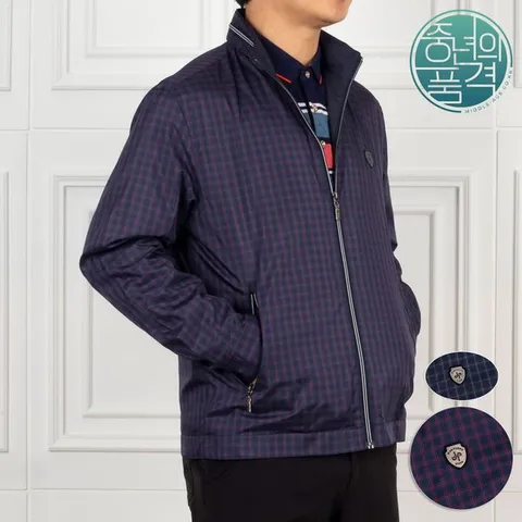 [하프클럽/중년의품격]봄 가을 간절기 남자 체크 바람막이 후드 점퍼 잠바