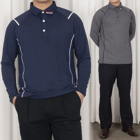 [하프클럽/중년의품격]간절기 남성 아웃도어 스판 골프 카라 긴팔 티셔츠