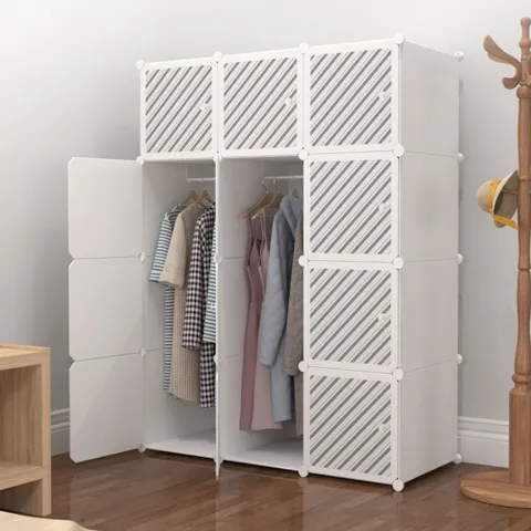 DIY 화이트 라인 선반 옷장 가벼운 플라스틱옷장