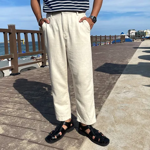 [하프클럽/게리오]라이프리즘 반밴딩 데일리 린넨코튼 팬츠