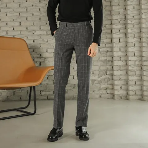 [하프클럽/엠필]남성  스판정장바지 히든밴딩30-38사이즈  체크그레이