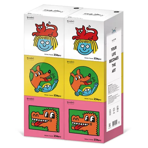 한예지 키스해링 키즈 미니 미용티슈 230매 6입 1팩