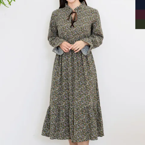 UND 8801 여자플라워밑단프릴원피스