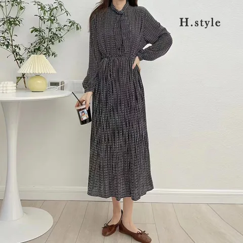 H스타일WC도트스카프원피스/봄신상/OPS/원피스/쉬폰/홈웨어/캐주얼/라운지/루즈핏