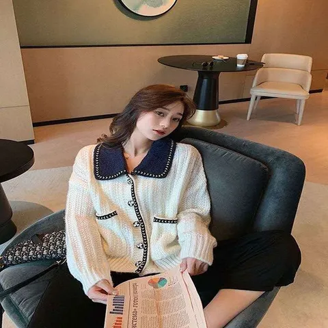 [하프클럽/디애이치]빅 카라 러블리 가디건