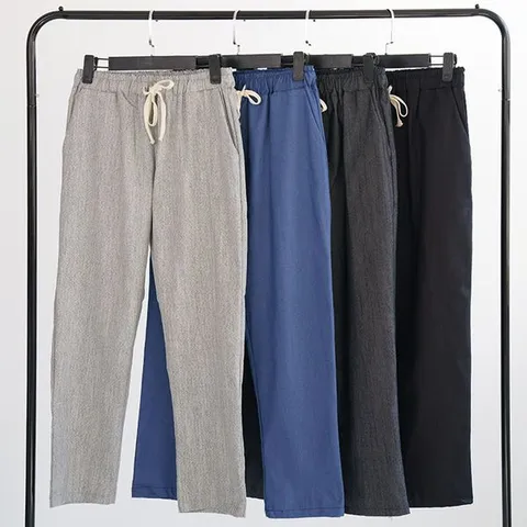 [하프클럽/제니유]제니유 남성 린넨 9부 밴딩 슬랙스 바지 빅사이즈의류