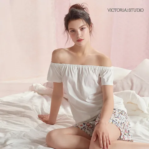 [빅토리아 스튜디오] 면 100% 플라워 파자마 상하의 세트