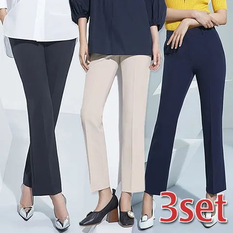 [3SET] 쫀쫀+탄탄 젤리팬츠 텐션업 라이크라 고탄력 세미플레어 포멀팬츠
