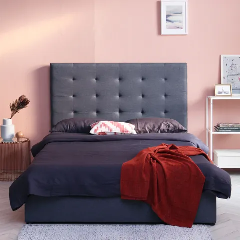 [리퍼][착불]그레이 패브릭 퀸 수납형침대/매트별도