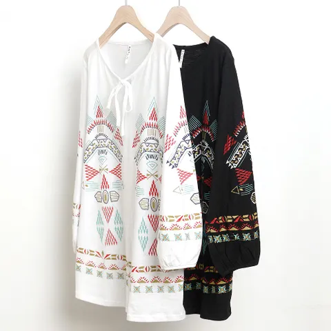 빅사이즈사랑해요 w069L109 에스닉 나염 블라우스 MN