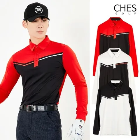 [하프클럽/체스]피터 남성골프 배색 카라티