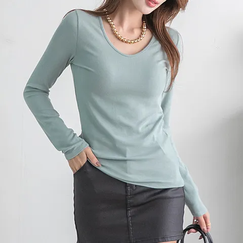 [하프클럽/나크21]슬림한 핏 골지 브이넥 티셔츠 NK13-T-25