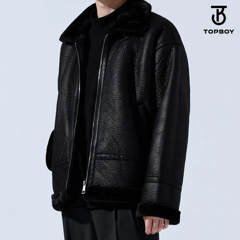 [하프클럽/탑보이]하이넥 레더 양털 무스탕 K2127