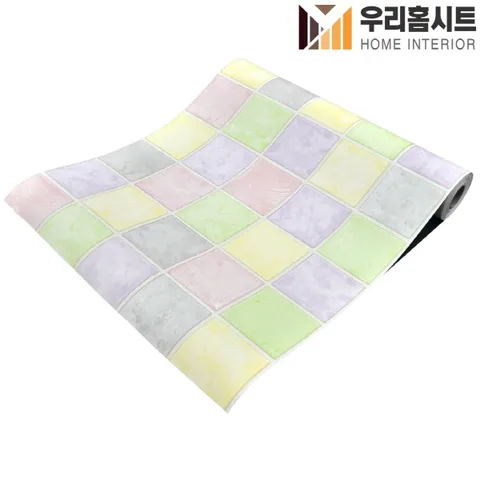[우리홈시트] 현대시트 간편한 접착식 펄 타일시트지 HWP-21412 프란시스2 폭50cm