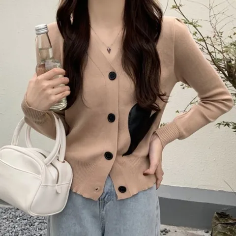 [브리치] 허그허그 / 베이직 브이넥 하트 3color 가디건