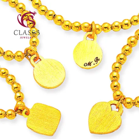 순금24K 진주볼 하트 구슬 금팔찌 26.25g