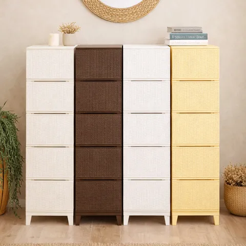 가든 라탄 서랍장 틈새 슬림 플라스틱 서랍장 5단 수납장