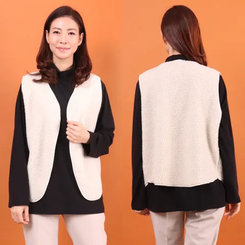 빅사이즈사랑해요 7704L110 오픈 양털 베스트 WW