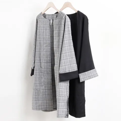 여성 빅사이즈 1953L109 롤업 배색 라운드 자켓 MN