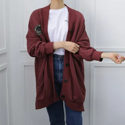 빅사이즈 109 코튼트임패치롱가디건 DWBE772