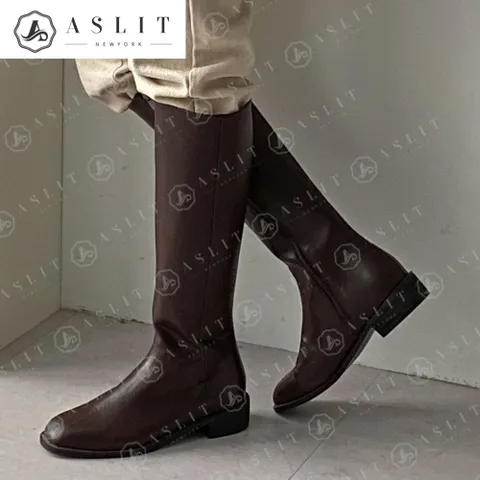 [애슬릿] 베이직 여성 스퀘어토 지퍼 롱 부츠 3cm