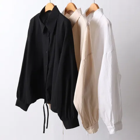 빅사이즈사랑해요 F423L110 퍼프소매스트링남방 GY