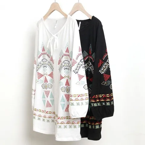 [하프클럽/아이우먼]빅사이즈사랑해요 w069L109 에스닉 나염 블라우스 MN