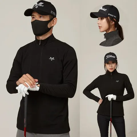 [하프클럽/럽인골프]투빅토리 FW용 남성골프웨어 융털안감 반목 집업 티셔츠