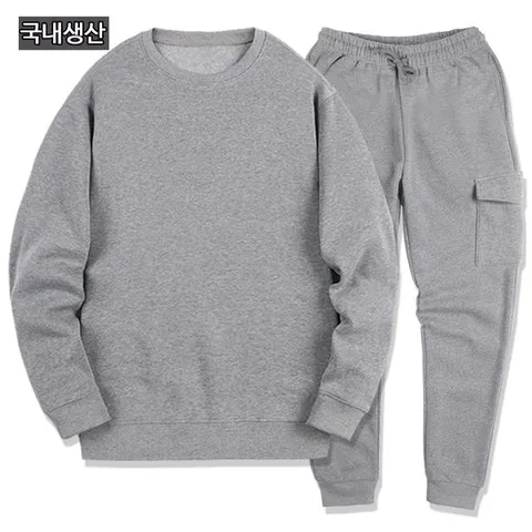 [하프클럽/리셋]남여공용 기모 맨투맨 카고 조거 트레이닝복 상하의 세트