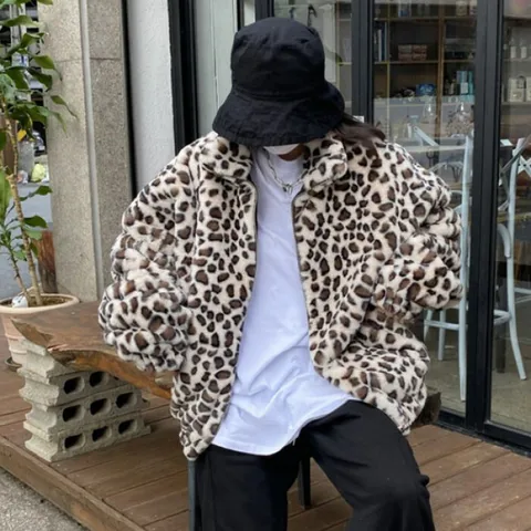 [브리치]  / 봄 가을 호피 퍼 자켓 / 호피