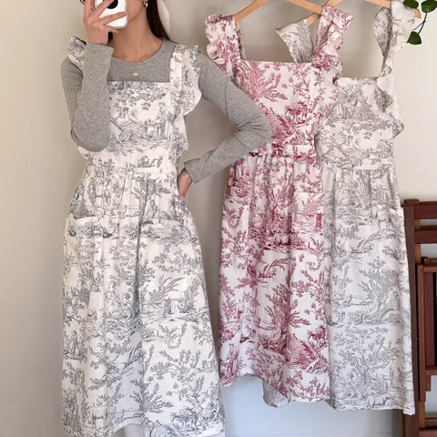 뜨왈린넨 러플 앞치마 3color