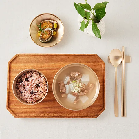 놋향 방짜유기 유기그릇 1인 단 반상기 유기 놋그릇 세트 7p