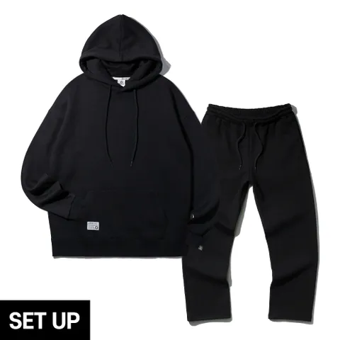 [SET]앨빈클로 오버핏 무지 후드티 세미 와이드 팬츠 2종 패키지