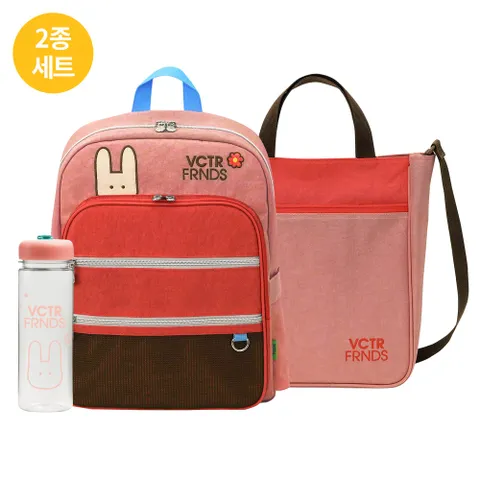 [빅토리아앤프렌즈][초등학생 경량방수 책가방2종세트]호핑백 위티라이트_플라워핑크
