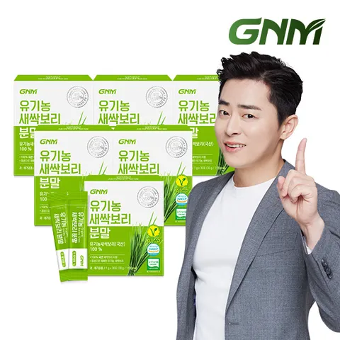 [국산 100%] GNM 유기농 새싹보리 분말 가루 스틱 6박스  보리새싹 보리순