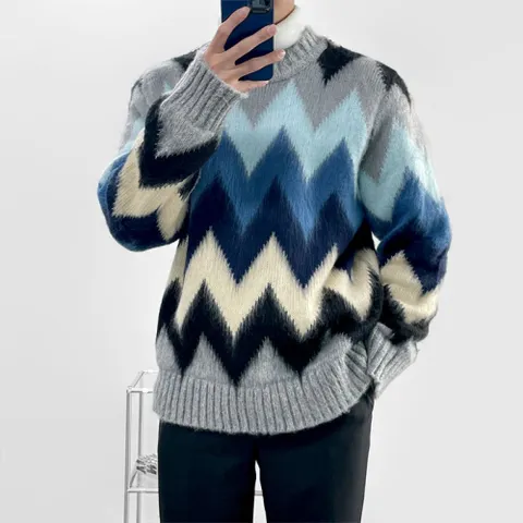 [브리치] 클라쓰업 / 패턴 모헤어 남자 앙고라니트   2color