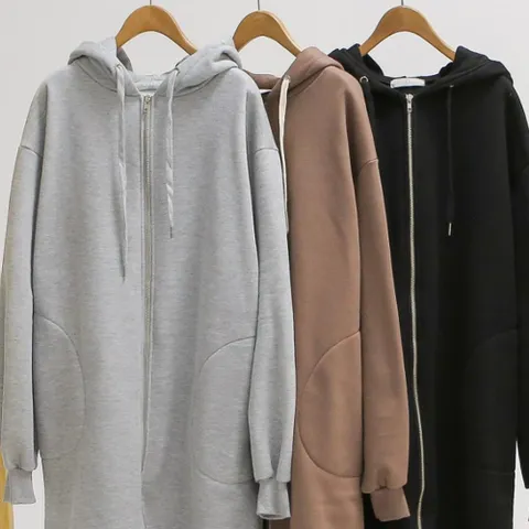 빅사이즈 옷 기모 롱 후드 집업 111G042S 여성의류