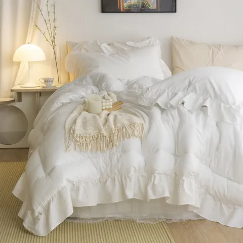 [스타일링홈]네추럴 광목 프릴 차렵이불SS/Q 2colors