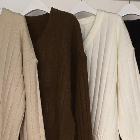 빅골지 V넥 니트 111G057S 빅사이즈 여성