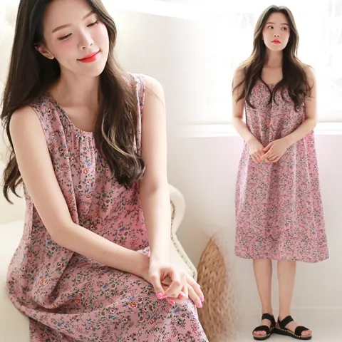 [서빈]NEW 미니플라워 민소매 인견원피스[SGEM_1267_p]2종택1