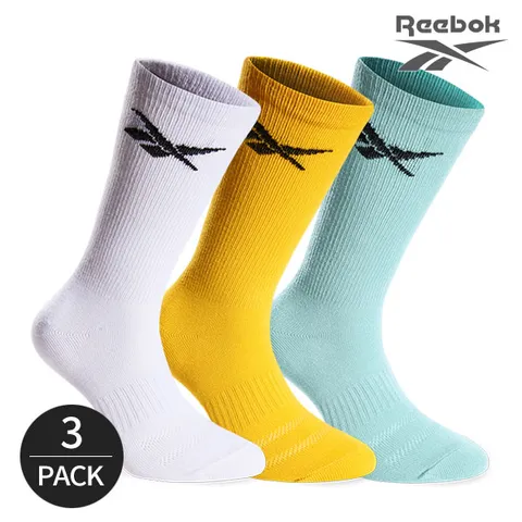 리복 여성 로고포인트 크루삭스 3P_MT/YE/WH