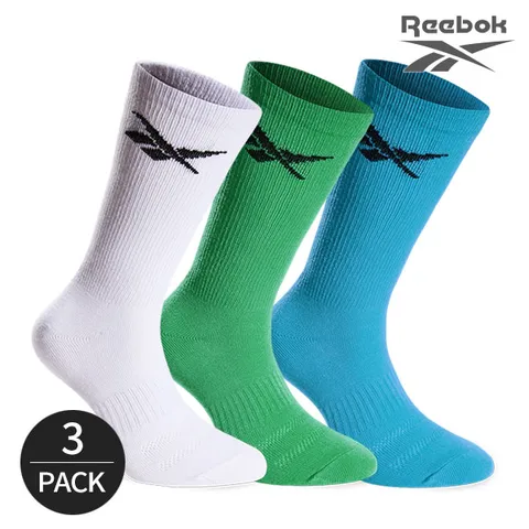 리복 여성 로고포인트 크루삭스 3P_SY/GN/WH