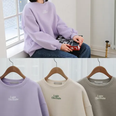 빅사이즈 옷 초콜릿 기모 맨투맨 112G238S 여성의류