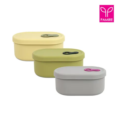 파미레 실리콘 스팀홀용기 500ml / 타원형 밀폐용기