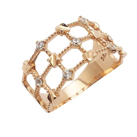 [현골드앤실버] 14k 세줄 망사 패션 데일리 검지 금 포인트 반지